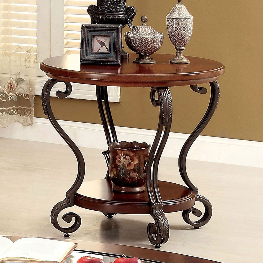 Furniture of America - May End Table in Brown Cherry - CM4326E View 1