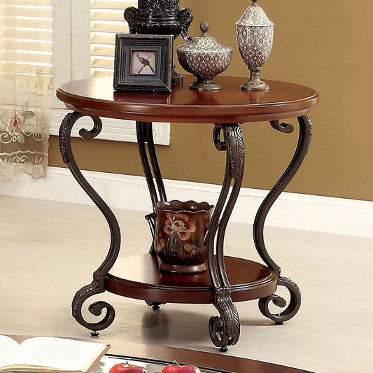 Furniture of America - May End Table in Brown Cherry - CM4326E View 1