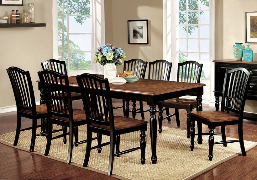 Furniture of America - Mayville 9 Pc. Dining Table Set in Black/Antique Oak - CM3431T-9PC View 1