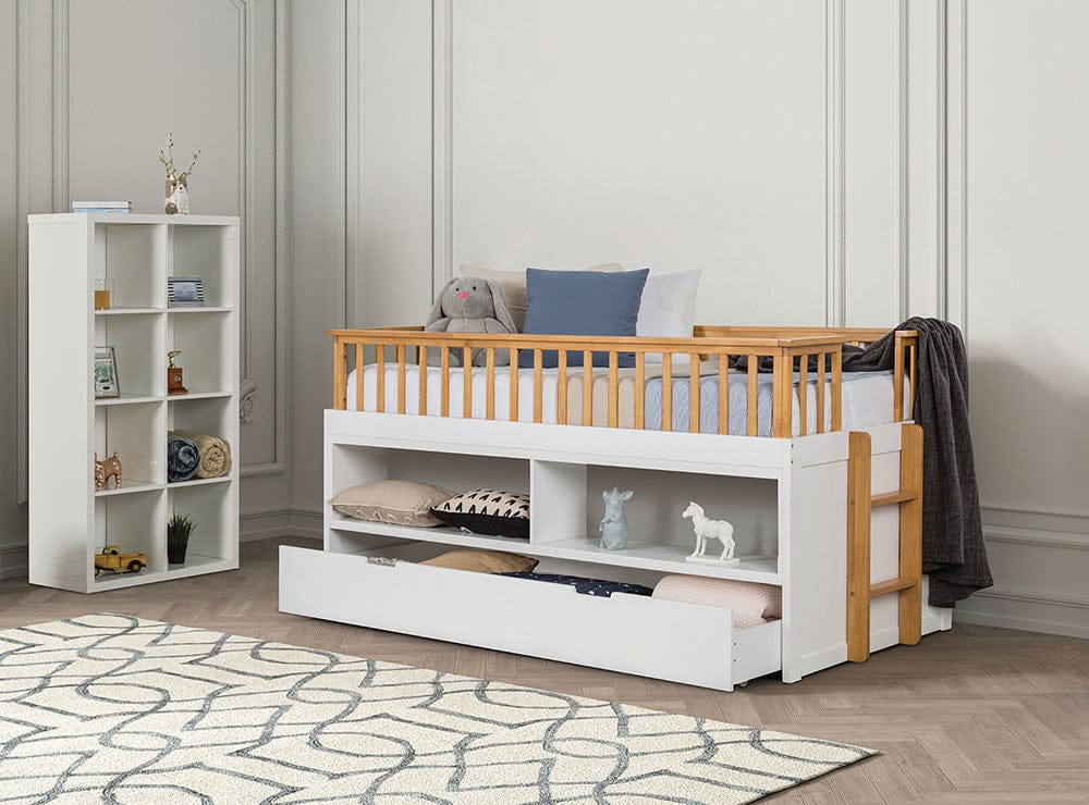 Furniture of America - Mcpherson Twin Captain Bed w/ Trundle in White/Oak - FM-BK104WH-T-BED View 2