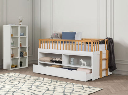 Furniture of America - Mcpherson Twin Captain Bed w/ Trundle in White/Oak - FM-BK104WH-T-BED View 2