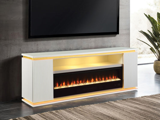Furniture of America - Medea 71" TV Stand w/ Electric Fireplace in White - FM-AC8011WH-TV View 1