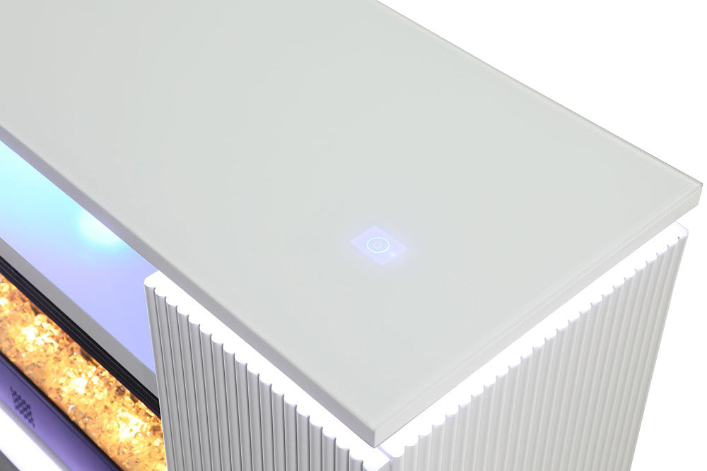 Furniture of America - Medea 71" TV Stand w/ Electric Fireplace in White - FM-AC8011WH-TV View 6