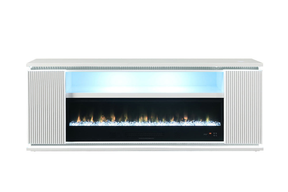 Furniture of America - Medea 71" TV Stand w/ Electric Fireplace in White - FM-AC8011WH-TV View 7