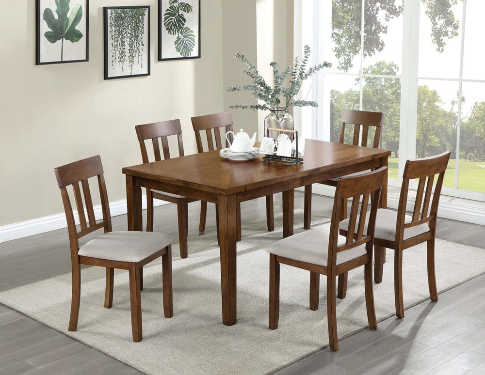 Furniture of America - Medford 7 Pc. Dining Table Set in Walnut/Beige - CM3253WN-T-7PK View 1