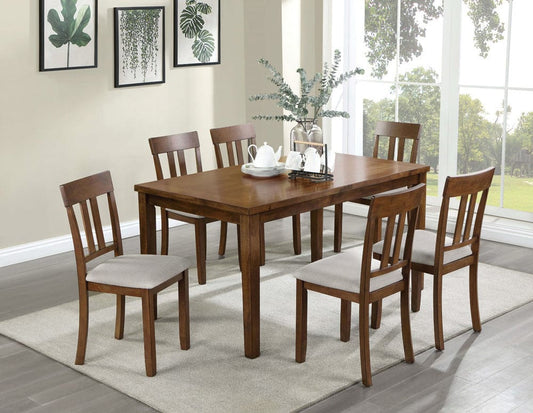 Furniture of America - Medford 7 Pc. Dining Table Set in Walnut/Beige - CM3253WN-T-7PK View 1