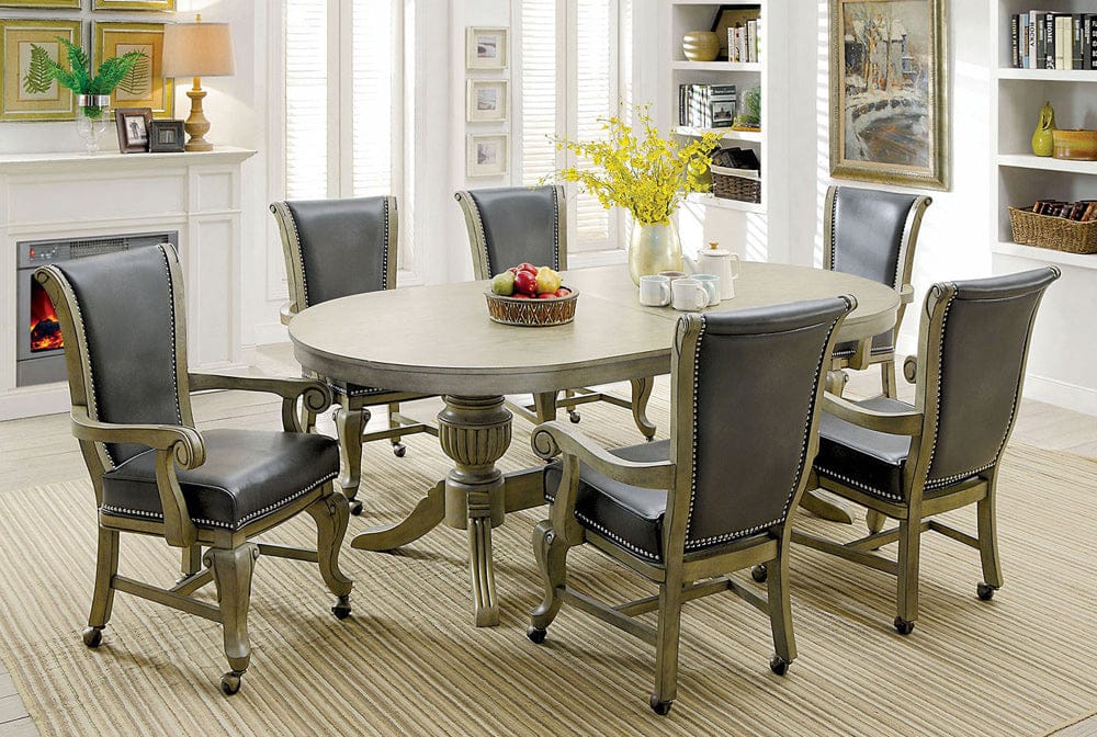 Furniture of America - Melina 7 Pc. Dining Table Set in Gray - CM-GM367GY-T-7PC View 1