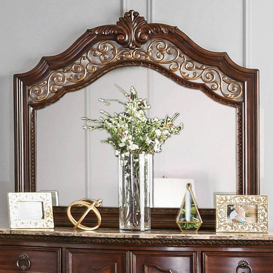 Furniture of America - Menodora Mirror in Brown Cherry - CM7311M View 1