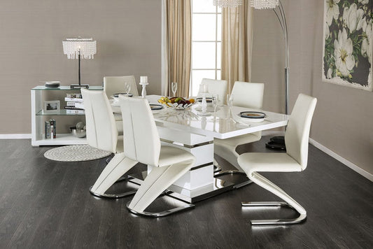 Furniture of America - Midvale 7 Pc. Dining Table Set in White/Chrome - CM3650T-7PC View 1