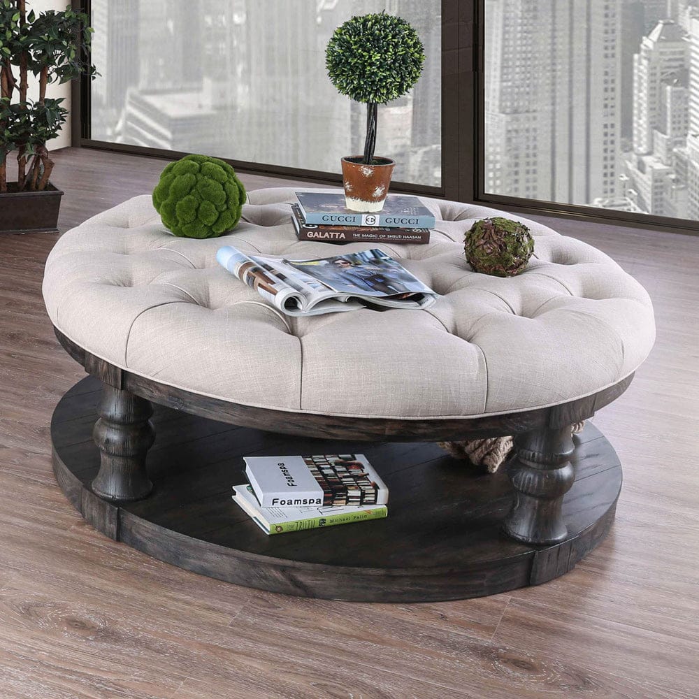 Furniture of America - Mika Coffee Table w/ Cushion Top in Antique Gray - CM4424GY-F-C View 1
