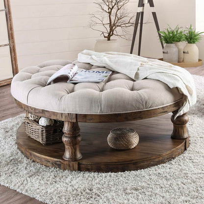 Furniture of America - Mika Coffee Table w/ Cushion Top in Antique Oak - CM4424A-F-C View 1
