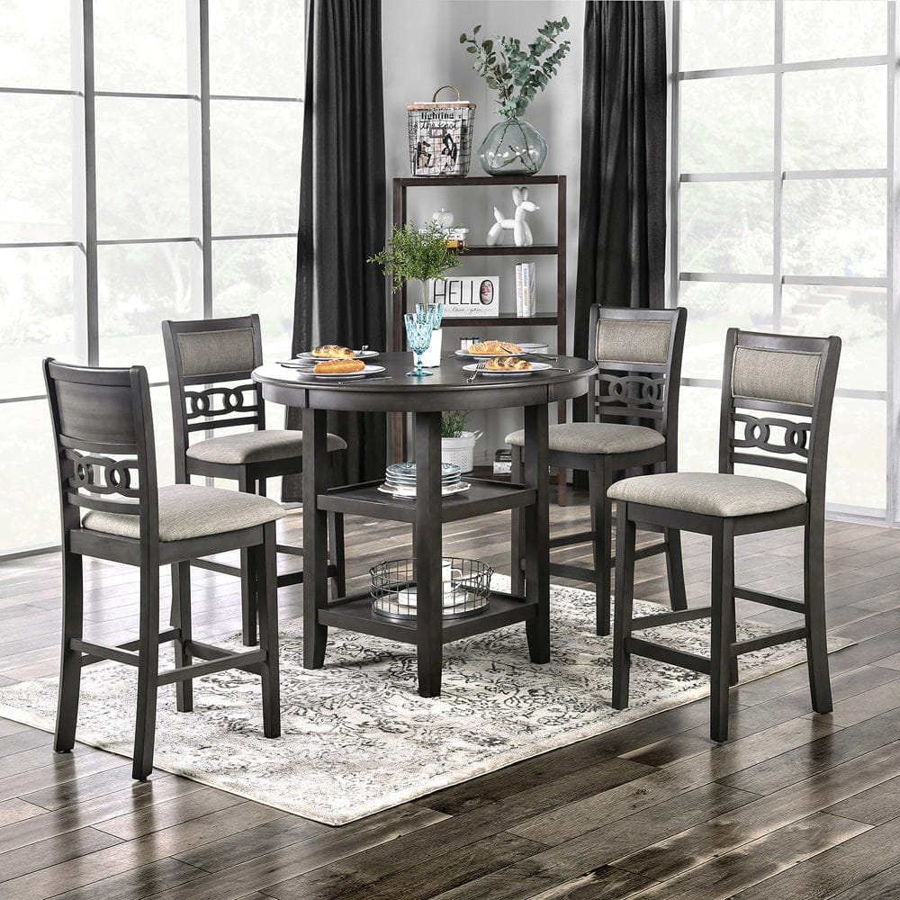 Furniture of America - Milly 5 Pc. Counter Ht. Table Set in Gray - CM3609PT-5PK View 1