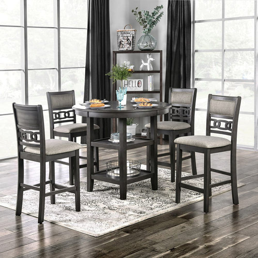 Furniture of America - Milly 5 Pc. Counter Ht. Table Set in Gray - CM3609PT-5PK View 1