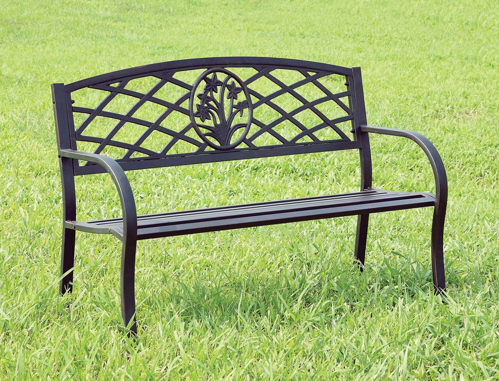 Furniture of America - Minot Patio Steel Bench in Black - CM-OB1809 View 1