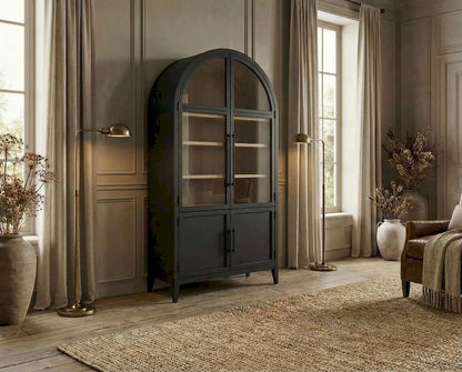 Furniture of America - Minster - Arched Cabinet - Black - FM-AC8029BK view 1