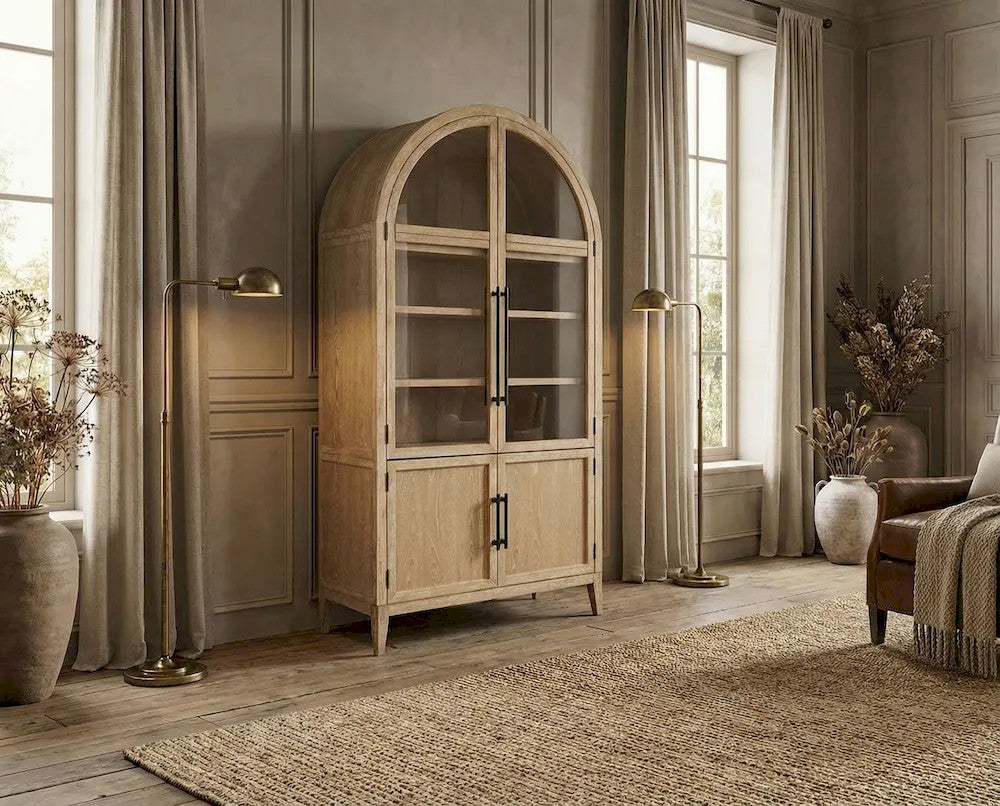 Furniture of America - Minster - Arched Cabinet - Natural - FM-AC8029NT view 1