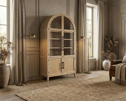 Furniture of America - Minster - Arched Cabinet - Natural - FM-AC8029NT view 1