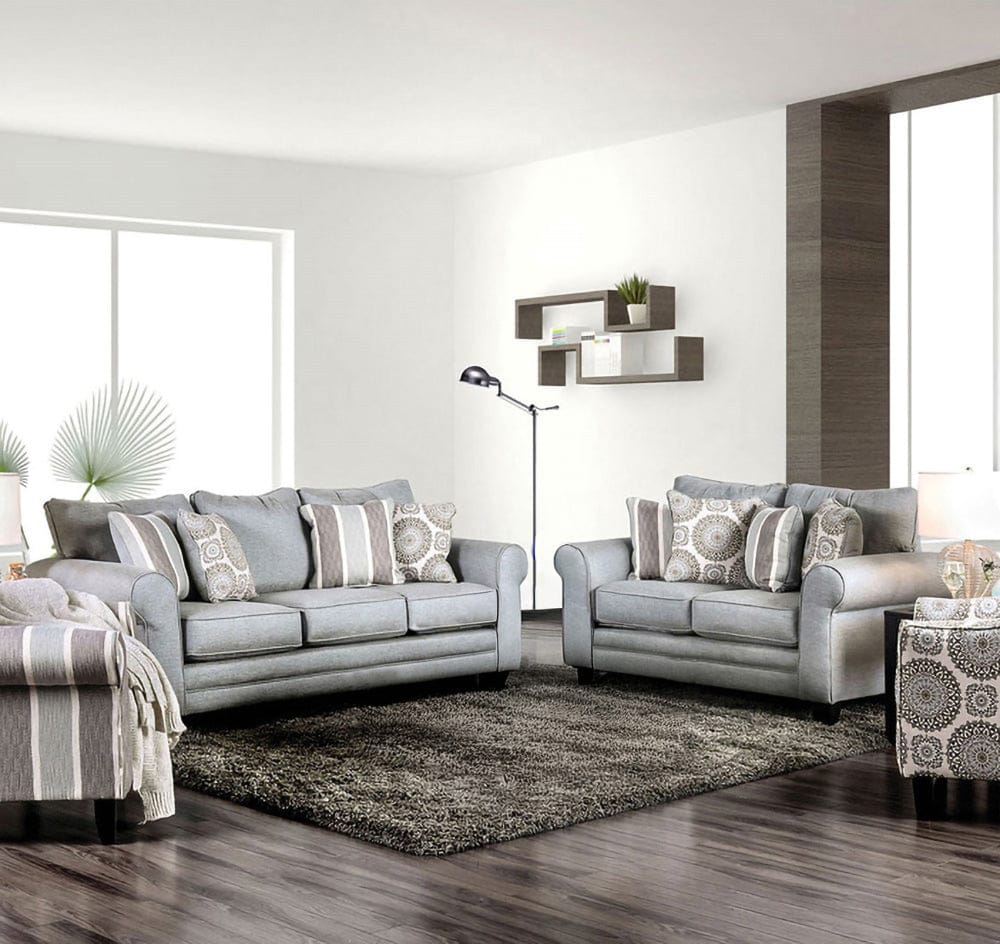 Furniture of America - Misty Sofa + Loveseat in Blue Gray - SM8141-2PC View 1
