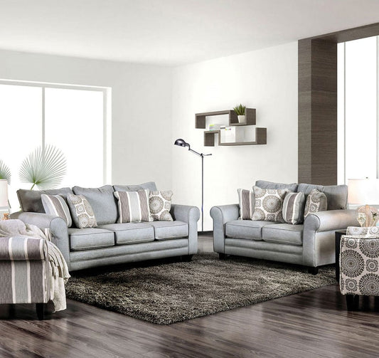 Furniture of America - Misty Sofa + Loveseat in Blue Gray - SM8141-2PC View 1