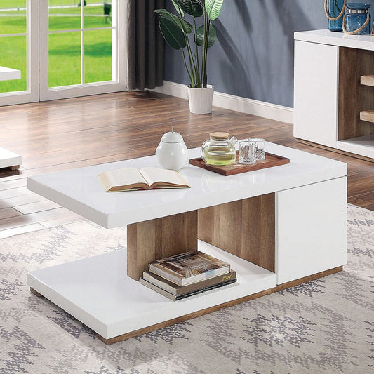Furniture of America - Moa Coffee Table in White/Natural Tone - FOA4495C View 1