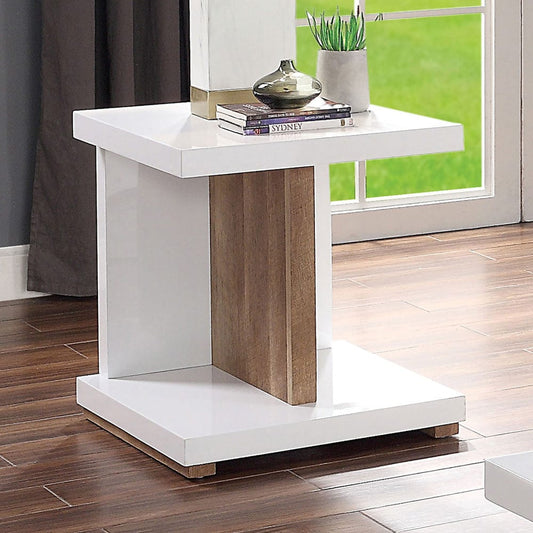 Furniture of America - Moa End Table in White/Natural Tone - FOA4495E View 1