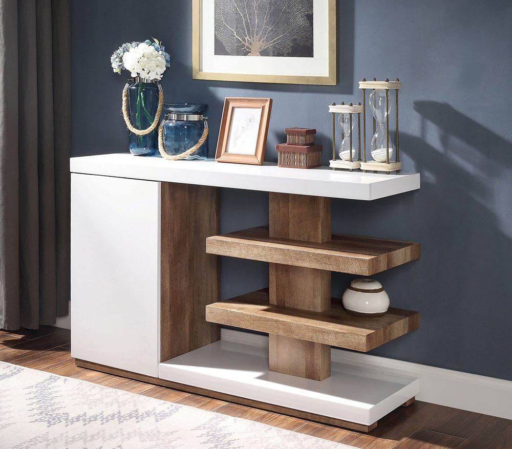 Furniture of America - Moa Sofa Table in White/Natural Tone - FOA4495S View 1
