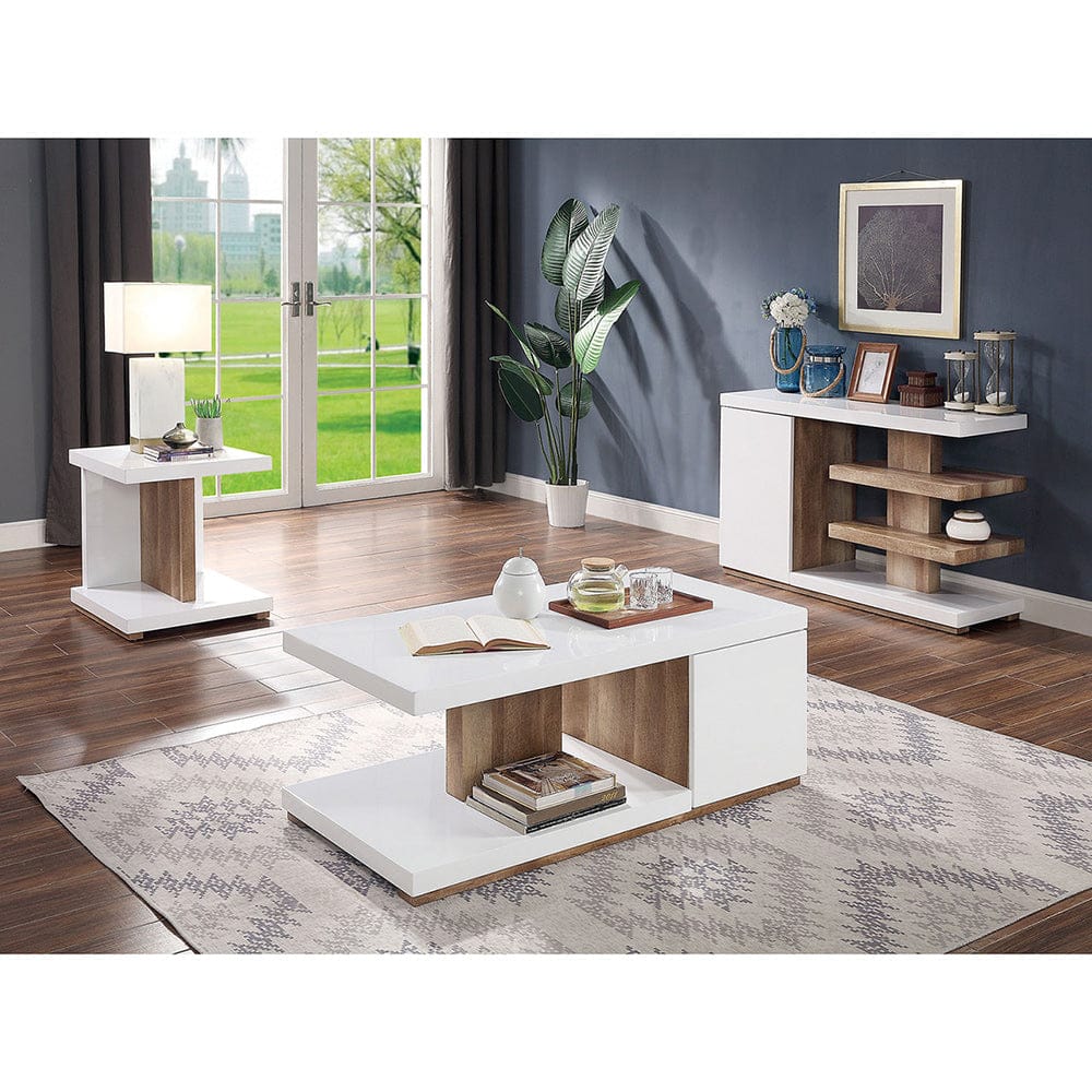 Furniture of America - Moa Sofa Table in White/Natural Tone - FOA4495S View 2
