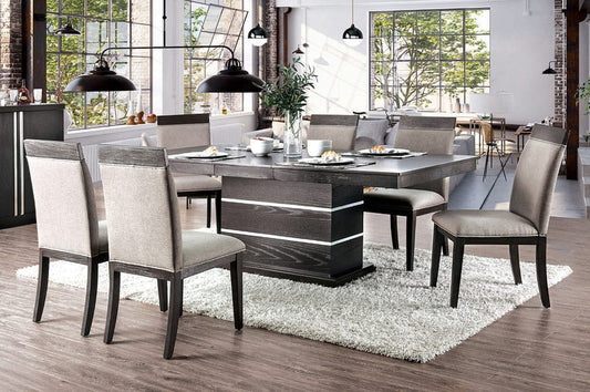Furniture of America - Modoc 7 Pc. Dining Table Set in Espresso/Beige - CM3337T-7PC View 1