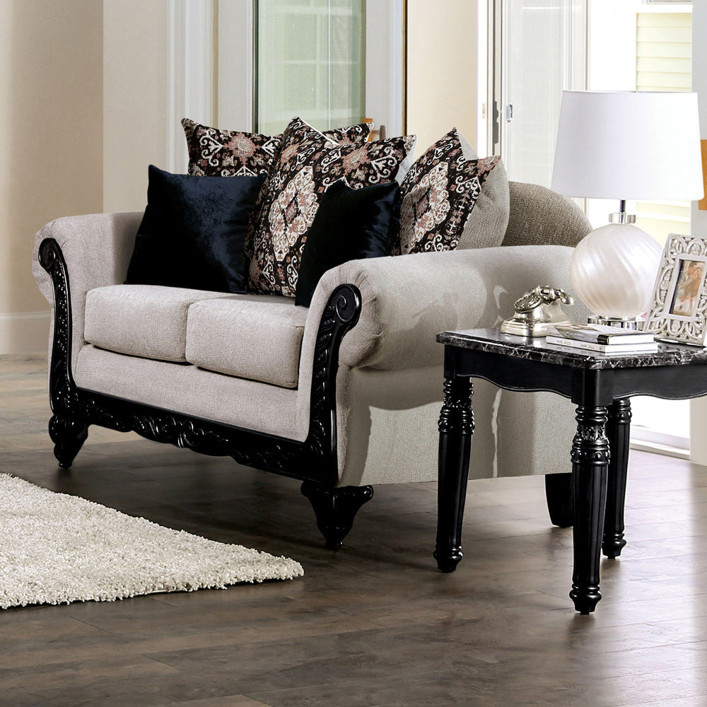 Furniture of America - Molfetta Loveseat in Light Brown/Black - SM7304-LV View 1