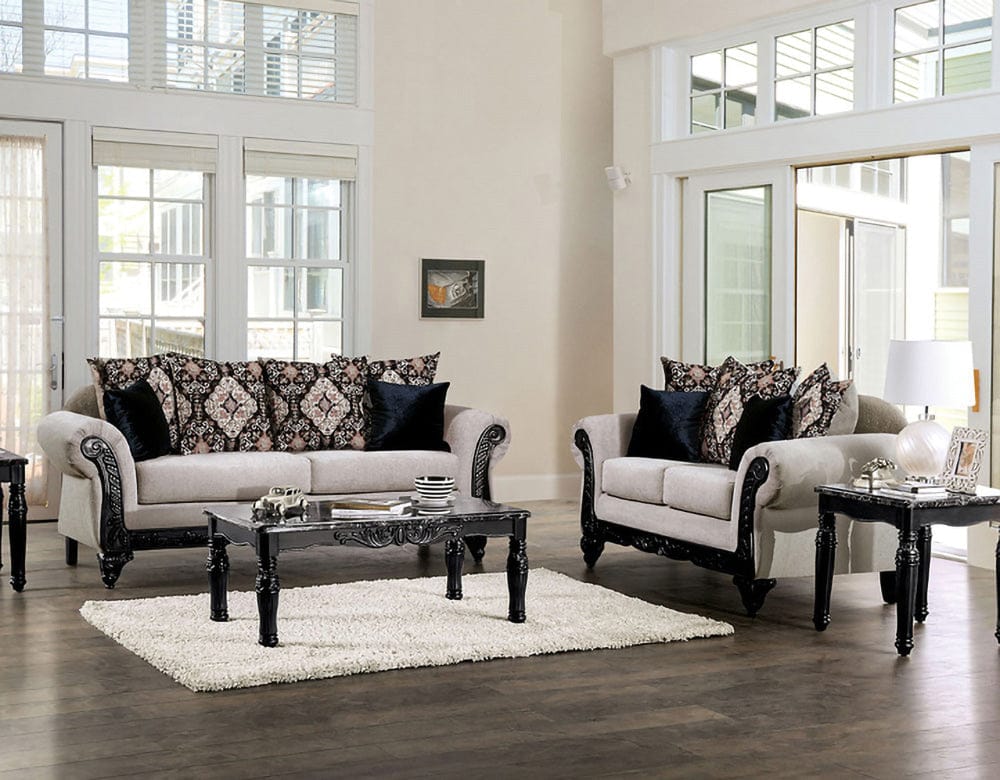 Furniture of America - Molfetta Sofa + Loveseat in Light Brown/Black - SM7304-2PC View 1