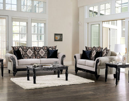 Furniture of America - Molfetta Sofa + Loveseat in Light Brown/Black - SM7304-2PC View 1