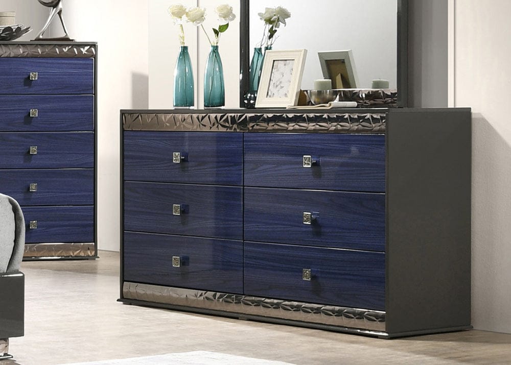Furniture of America - Morcote Dresser in Ash Gray/Indigo Blue - FM7250BL-D View 1