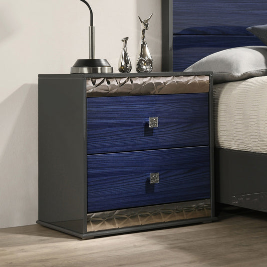 Furniture of America - Morcote Nightstand in Ash Gray/Indigo Blue - FM7250BL-N View 1