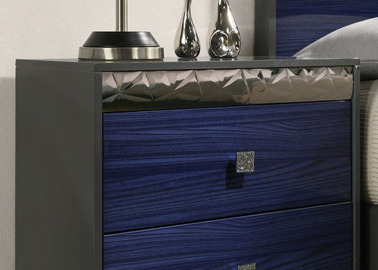 Furniture of America - Morcote Nightstand in Ash Gray/Indigo Blue - FM7250BL-N View 2
