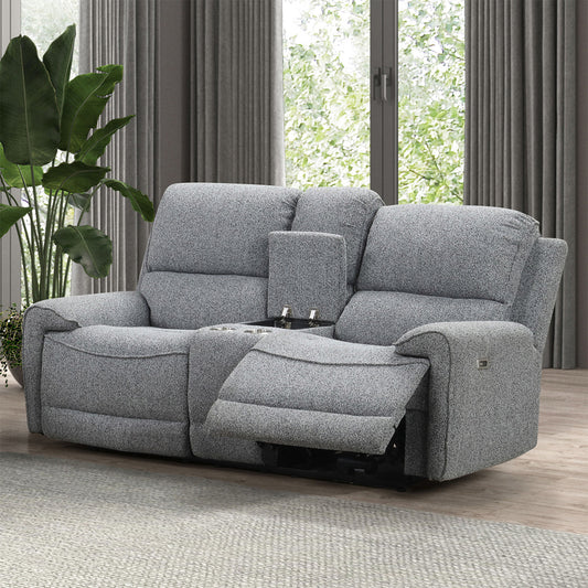 Furniture of America - Morcote Power Loveseat w/ Console in Gray - FM62001GY-LV-PM View 1