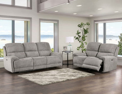 Furniture of America - Morcote Power Sofa + Loveseat in Light Gray - FM62001LG-PM-2PC View 1