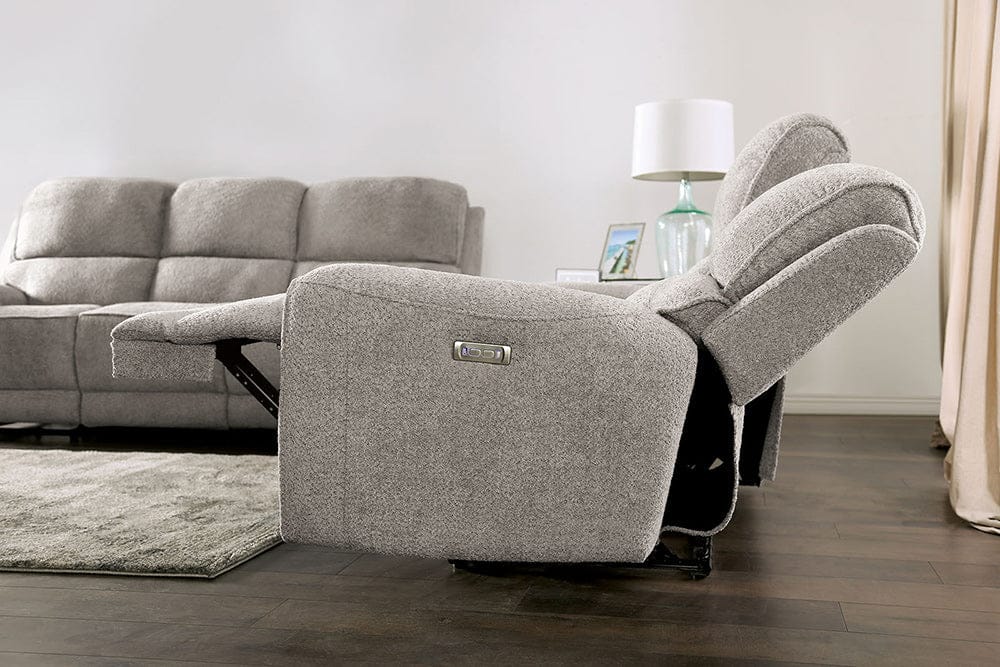 Furniture of America - Morcote Power Sofa + Loveseat in Light Gray - FM62001LG-PM-2PC View 5
