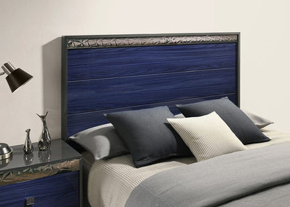 Furniture of America - Morcote Queen Bed in Ash Gray/Indigo Blue - FM7250BL-Q-BED View 2