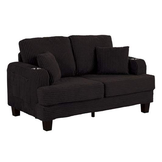 Furniture of America - Moretaine Loveseat in Black - SL6932BK-LV-PK View 1
