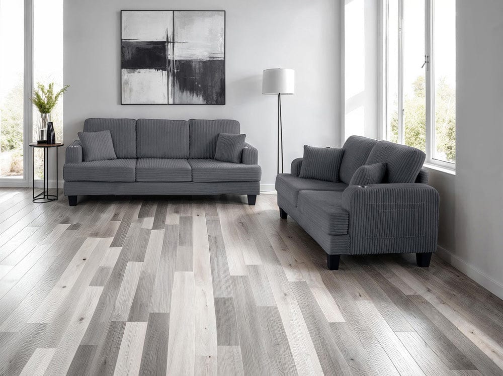 Furniture of America - Moretaine Sofa + Loveseat - SL6932DG-2PC View 1