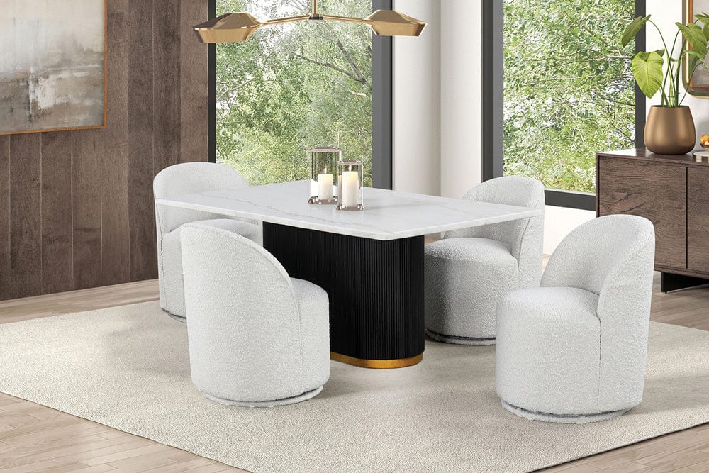 Furniture of America - Morges 5 Pc. Dining Table Set in White - FM3432WH-T-5PC-01WH View 1