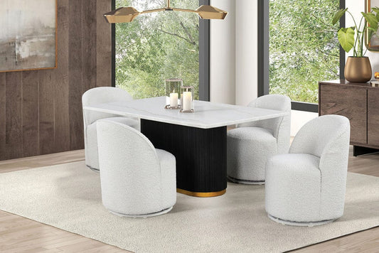 Furniture of America - Morges 5 Pc. Dining Table Set in White - FM3432WH-T-5PC-01WH View 1