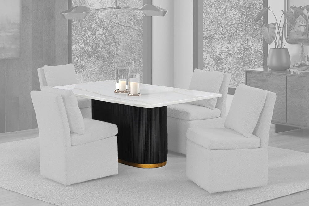 Furniture of America - Morges Rect Dining Marble Table in Black/White - FM3432WH-T-TABLE View 1