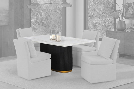 Furniture of America - Morges Rect Dining Marble Table in Black/White - FM3432WH-T-TABLE View 1