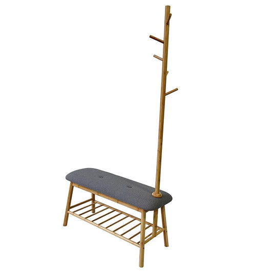 Furniture of America - Mosier Hall Tree w/ Bench & Shoe Storage in Natural/Gray - GM-5004 View 1
