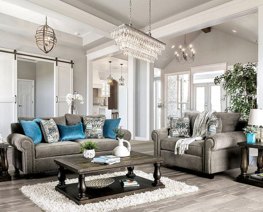 Furniture of America - Mott Sofa + Loveseat in Gray - SM6155-2PC View 1
