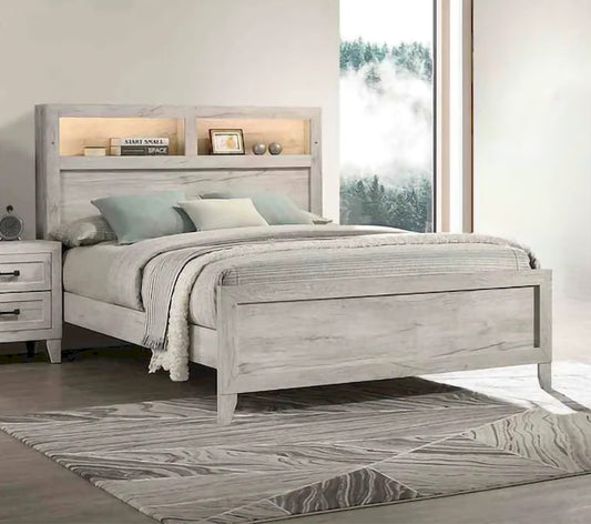 Furniture of America - Mysen - E.King Bed, White Wash - FM7202WH-EK-BED view 1