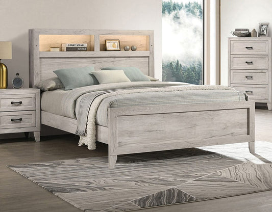 Furniture of America - Mysen Queen Bed in White Wash - FM7202WH-Q-BED View 1