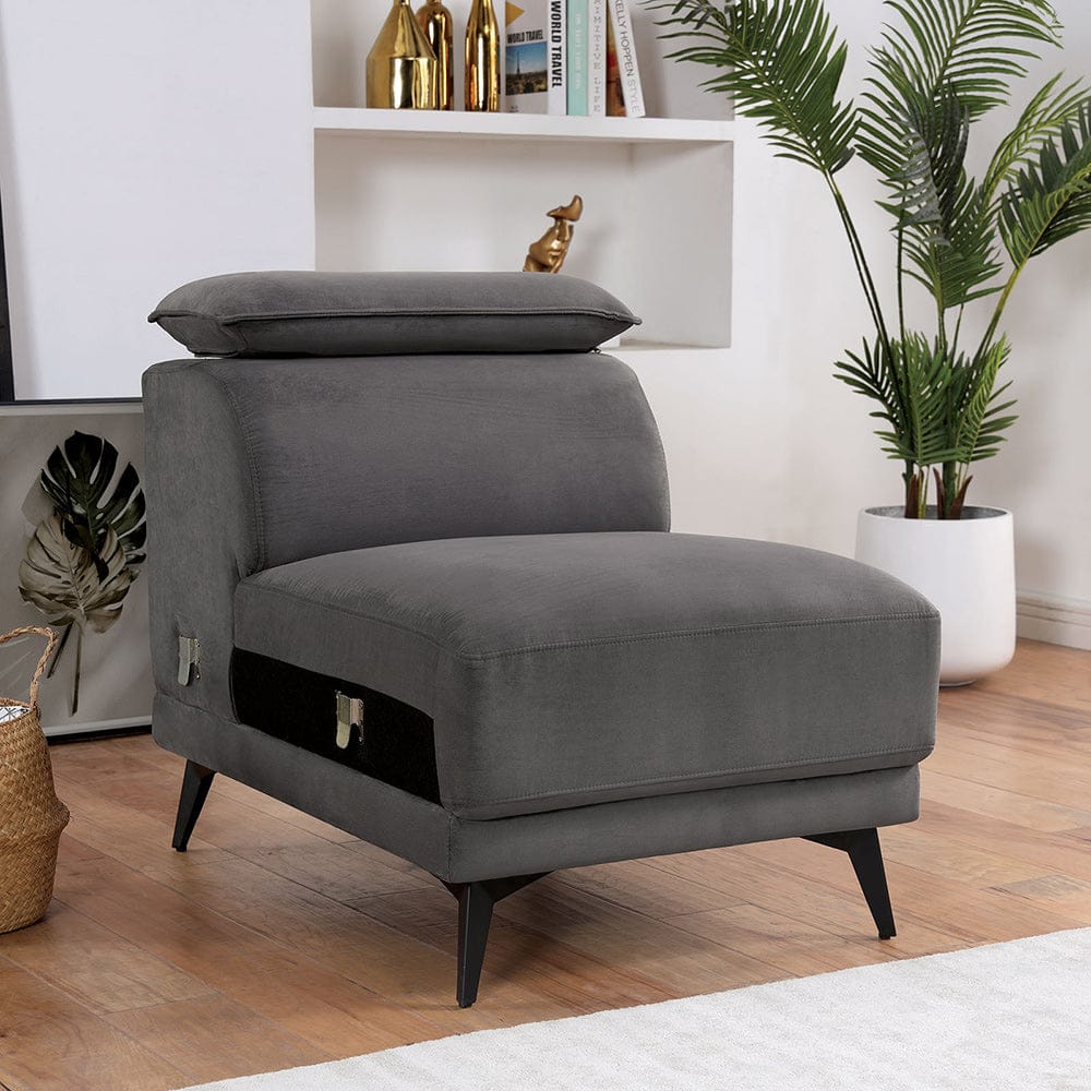 Furniture of America - Napanee Sectional w/ Armless Chair in Dark Gray - CM6254GY-SECT+AC View 3