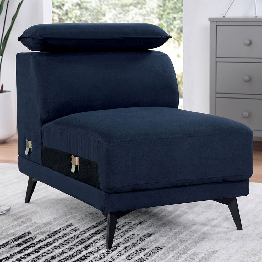 Furniture of America - Napanee Sectional w/ Armless Chair in Navy - CM6254BL-SECT+AC View 4